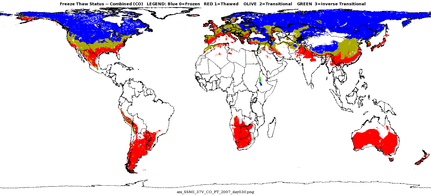 Freeze/Thaw monthly global data 2007