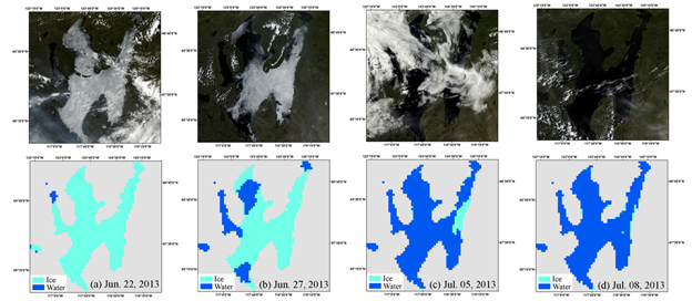 Geospatial ice cover record from June 22nd to July 8th, 2013. 