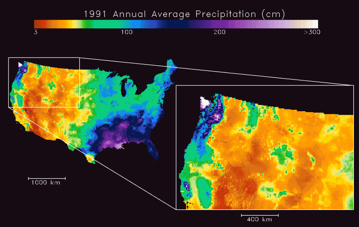 Map of US Annual Average Precipitation (cm)